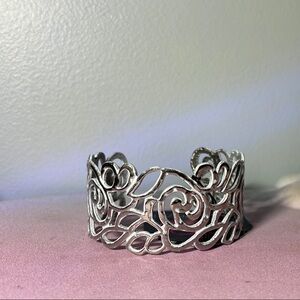Elegant Silver Floral Cuff Bracelet